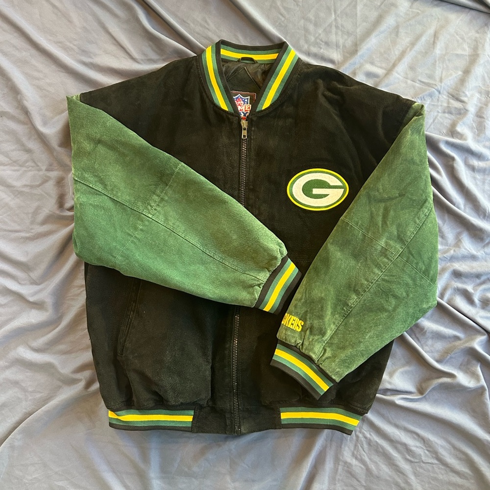 Official NFL / Green Bay Packers / Game Day 100% Leather Varsity Jacket LIKE NEW - Picture 6 of 13